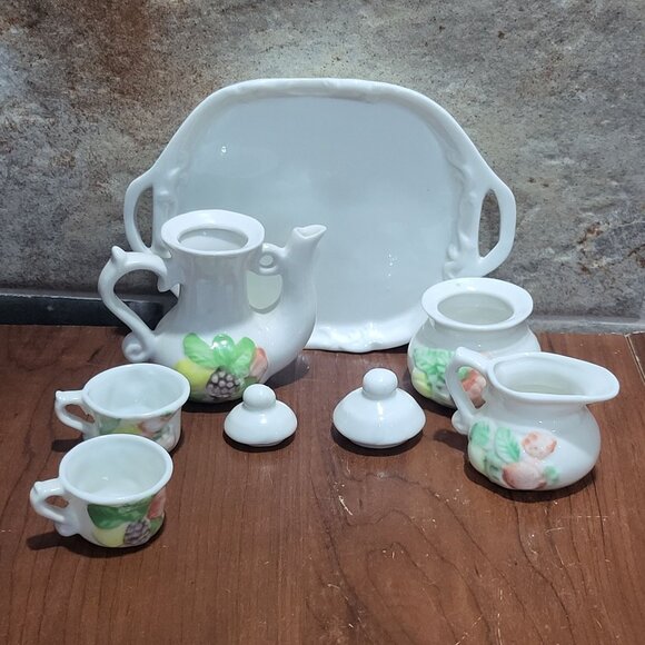 Vintage Miniature Porcelain Fruit Tea Set - Picture 4 of 14
